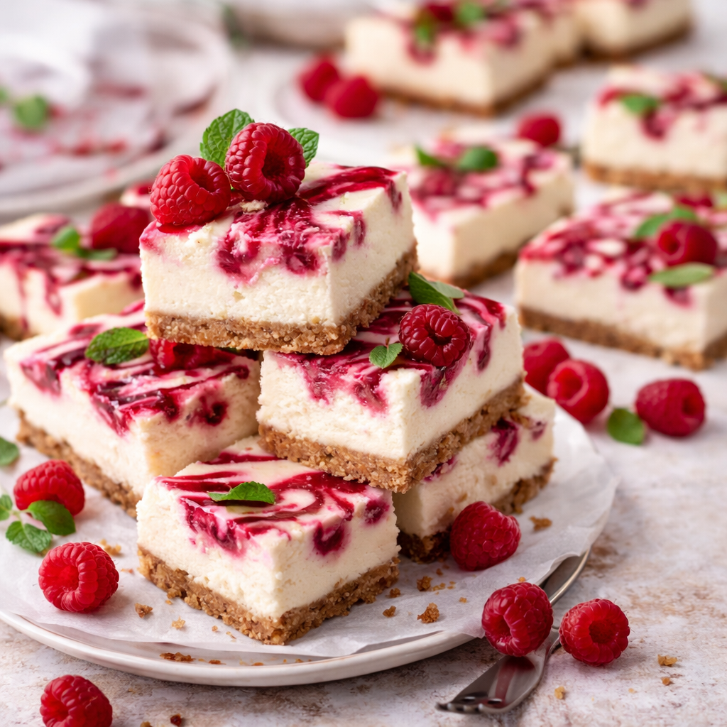 Cremige Himbeer-Cheesecake-Schnitten