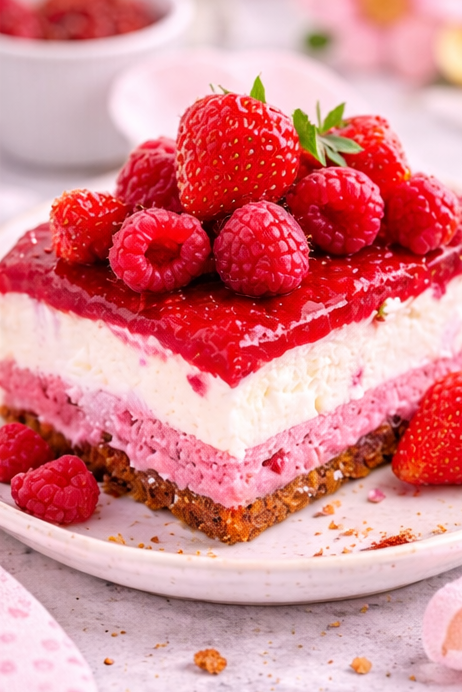 Frische Himbeer-Joghurt-Schnitten