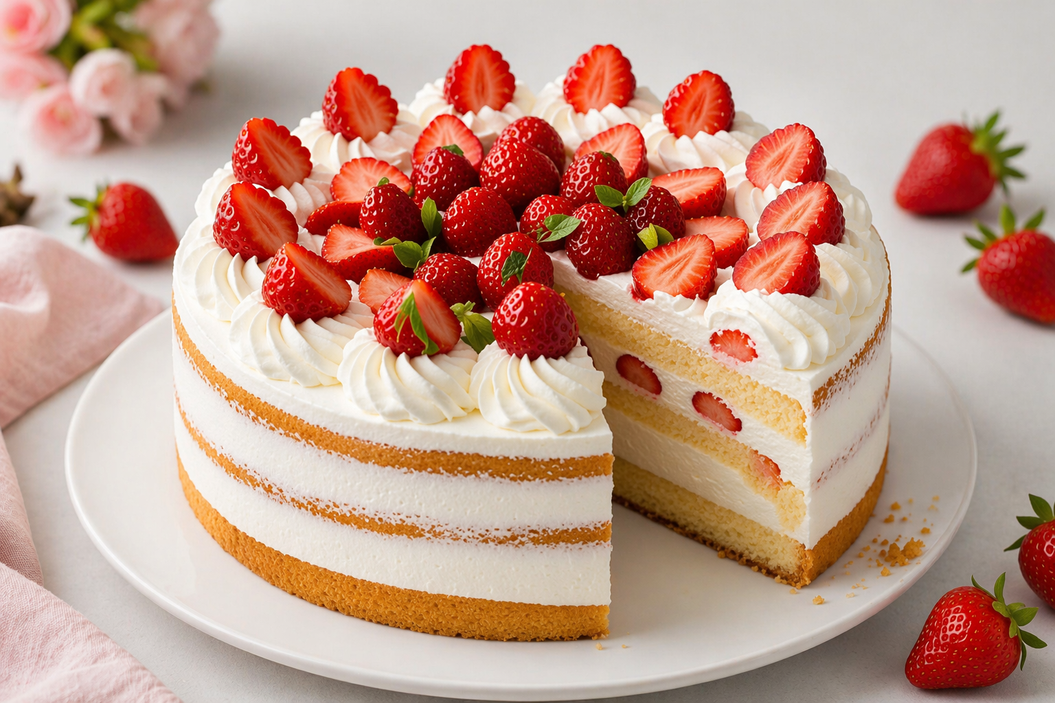 Erdbeer Sahne Schichttorte