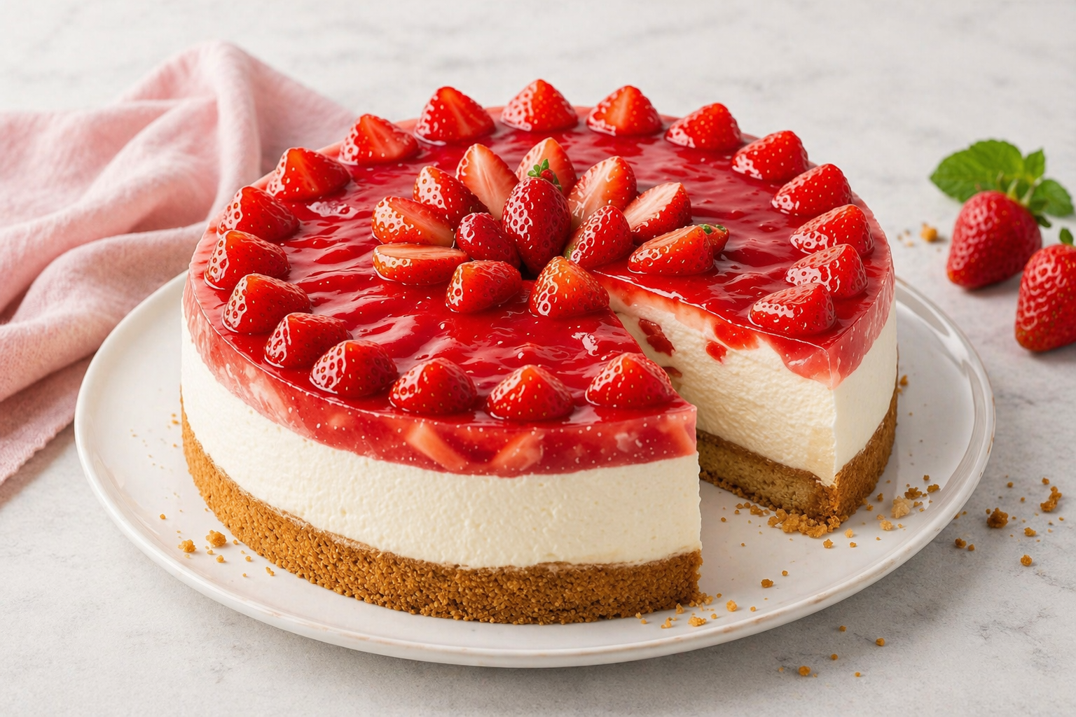 No Bake Erdbeer Cheesecake